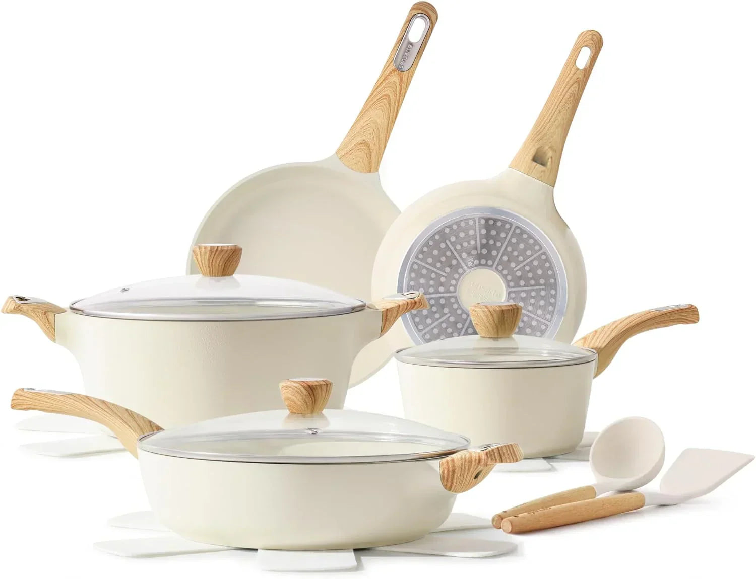 Cookware Sets, Pots and Pans Set Non stick, 14-Piece Induction Cookware, Non toxic Healthy Non Stick Kitchen Cooking Set, with Frying Pans Set, PFAS PTFE PFOA PFOS Free