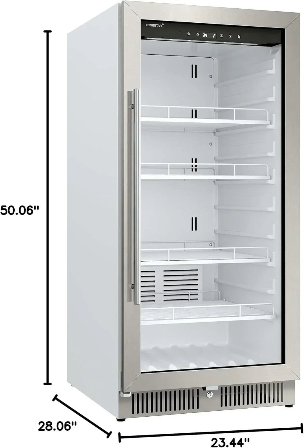 22" Wide 10.1 Cu. Ft. Commercial Beverage Merchandiser – Stainless Steel, Temp Alarm, Reversible Door