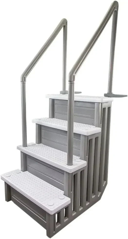Select Anti-Slip in-Pool Steps | Gray | for Above Ground Swimming Pools | Can Mount to Decks 48" to 54" H | Safety Stairs Capacity Up to 300 lbs