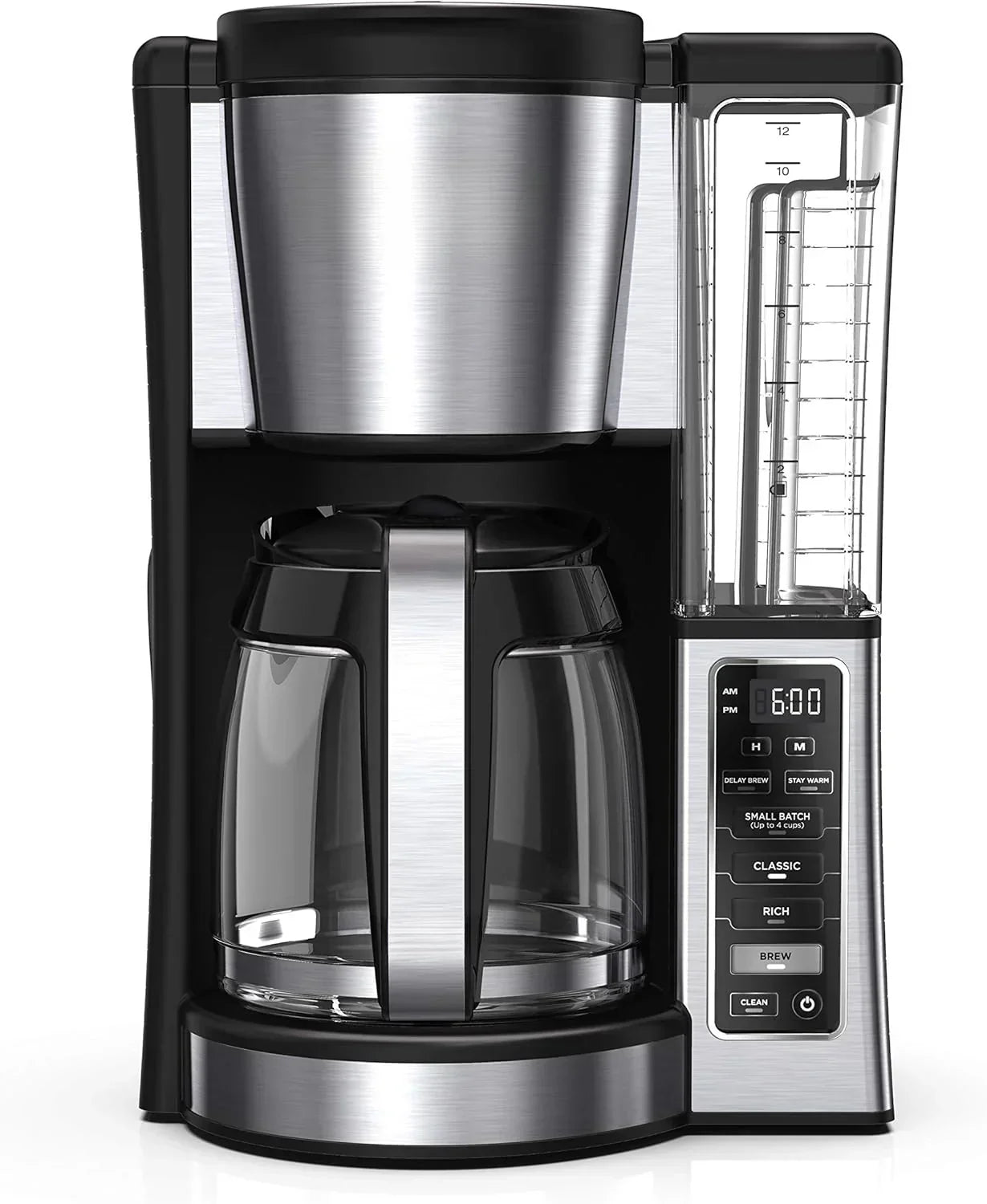 12-Cup Programmable Coffee Brewer, 2 Brew Styles, Adjustable Warm Plate, 60oz Water Reservoir, Delay Brew - Black/Stainless Steel