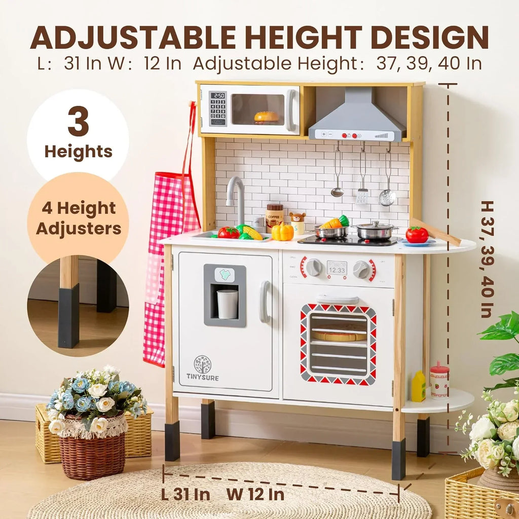 Play Kitchen for Kids - Toy Kitchen Set for Toddlers with Realistic Lights and Sounds, Kids Kitchen Playset with Abundant Toy Food Set