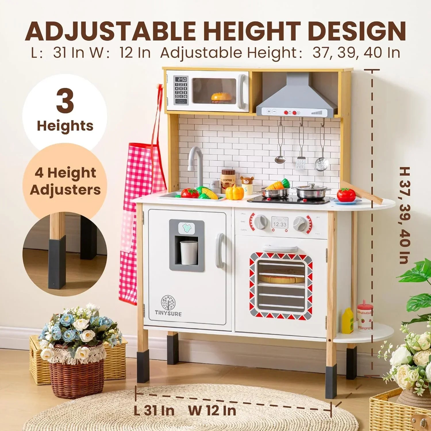 Play Kitchen for Kids - Toy Kitchen Set for Toddlers with Realistic Lights and Sounds, Kids Kitchen Playset with Abundant Toy Food Set
