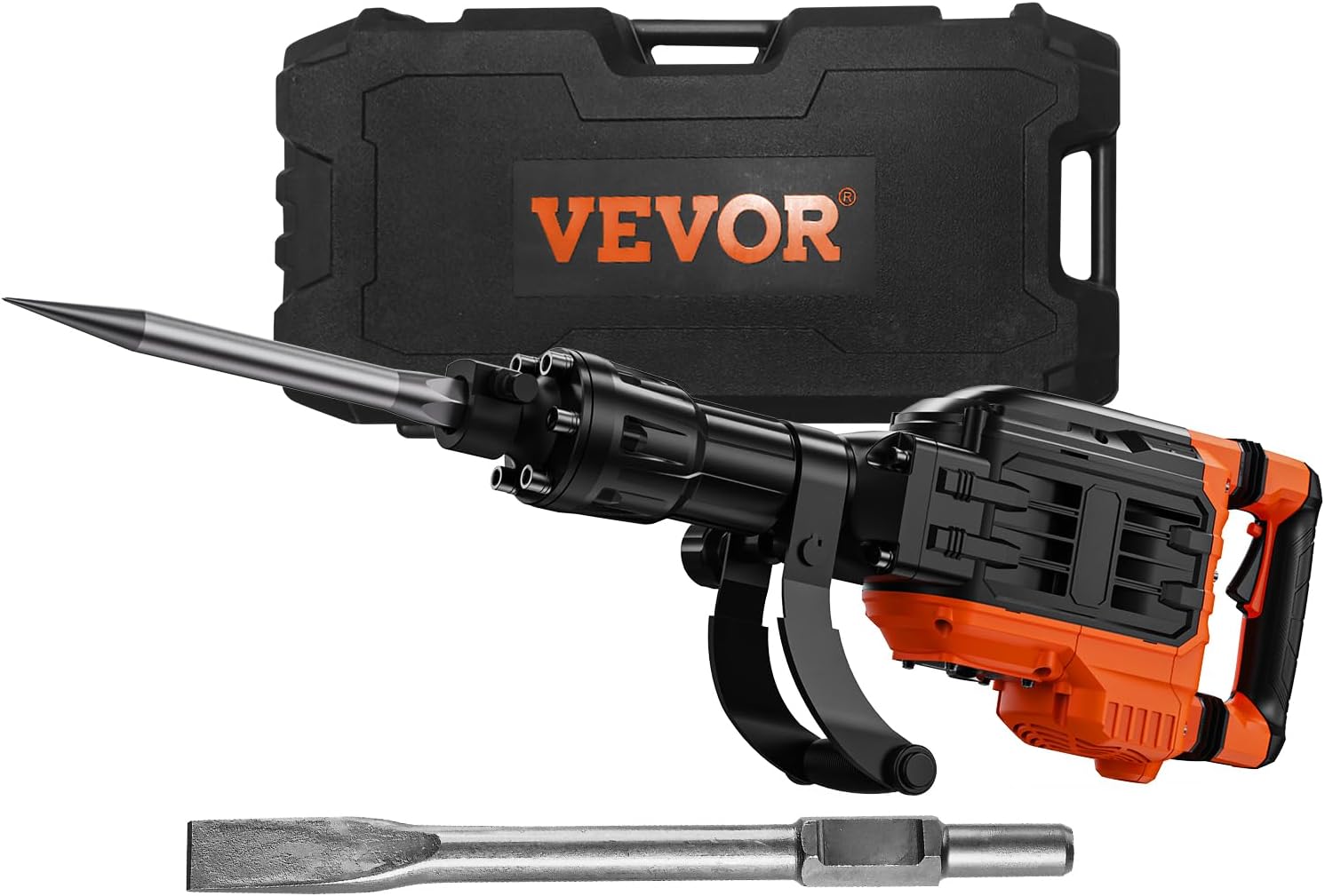 Electric demolition hammer, hydraulic crushing hammer, concrete crusher, heavy-duty electric hydraulic crushing hammer, equipped with chisel gloves and a 360-degree rotatable front handle, suitable for digging trenches and drilling holes (power 3500