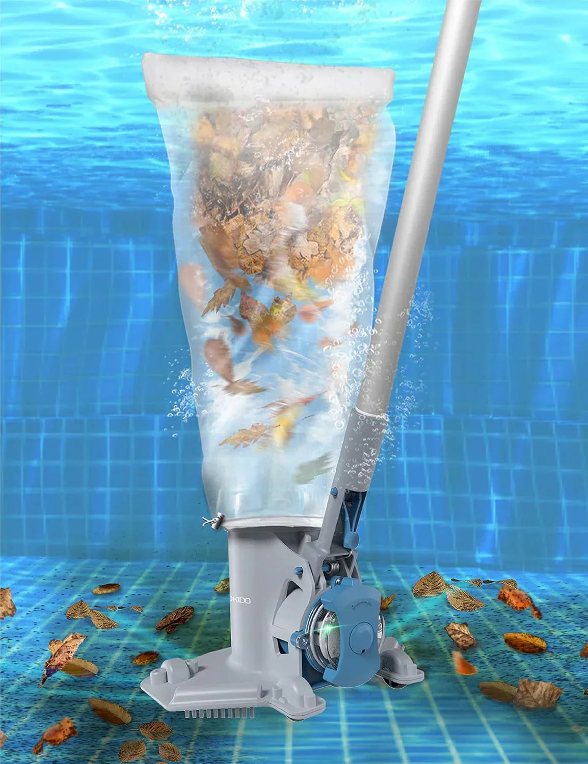 Rechargeable Cordless Pool Leaf Vacuum, 30GPM Strong Suction, 75 min Runtime, XL Heavy Duty Filter Bag, Leaves and Debris Removal, for Above Ground Pool and Inground Pools.