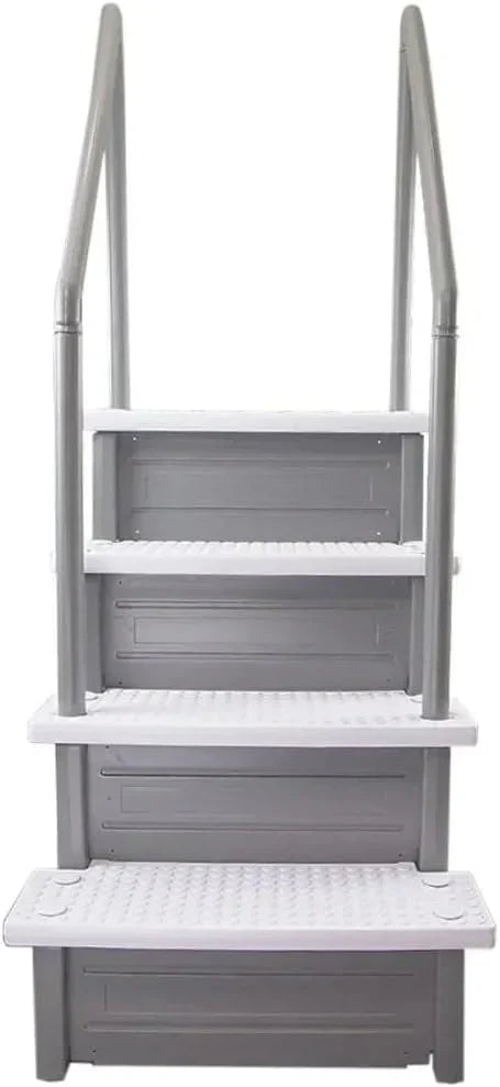 Select Anti-Slip in-Pool Steps | Gray | for Above Ground Swimming Pools | Can Mount to Decks 48" to 54" H | Safety Stairs Capacity Up to 300 lbs