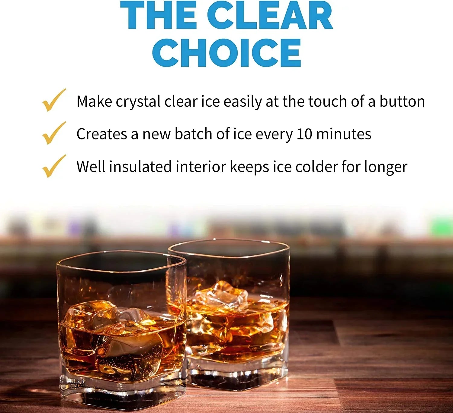 Clear Ice Cube Maker Machine 40 lbs. of Ice in 24 Hours, Portable Design in Stainless Steel