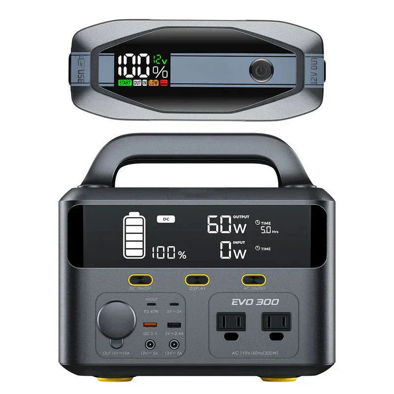 T8 APEX Jump Starter Standard Package and EVO 300 Portable Power Station