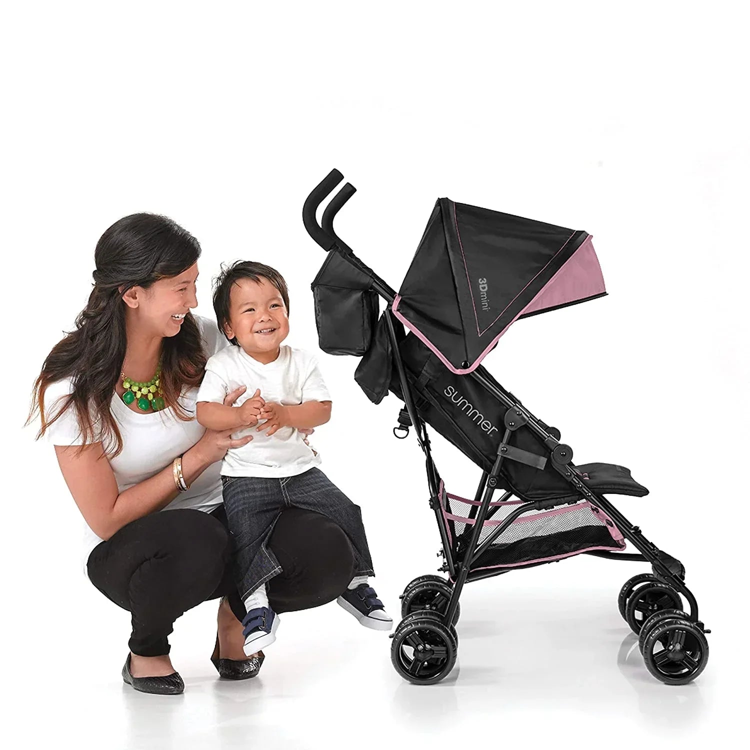 Convenience Stroller, Blue/Black Lightweight Infant Stroller with Compact Fold