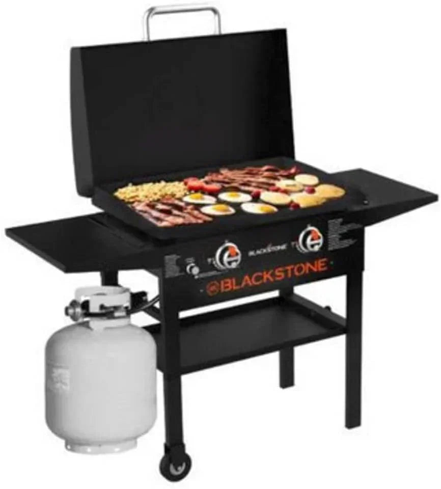 Blackstone 1883 Gas Hood & Side Shelves Heavy Duty Flat Top Griddle Grill Station for Kitchen, Camping, Outdoor, Tailgating, Countertop 28 inch Black