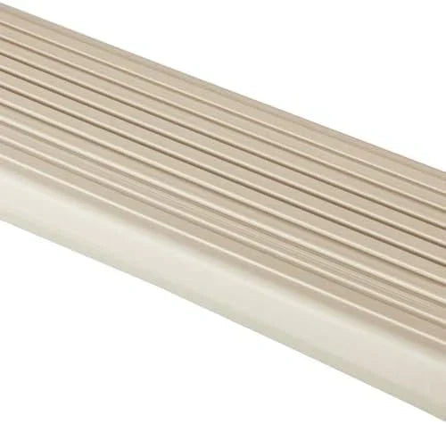 Confer Plastics 7200 Roll Guard 48" to 56" Adjustable A Frame Safety Ladder For Above Ground Outdoor Patio Swimming Pool Platform Ladder with Step Barrier, Warm Grey