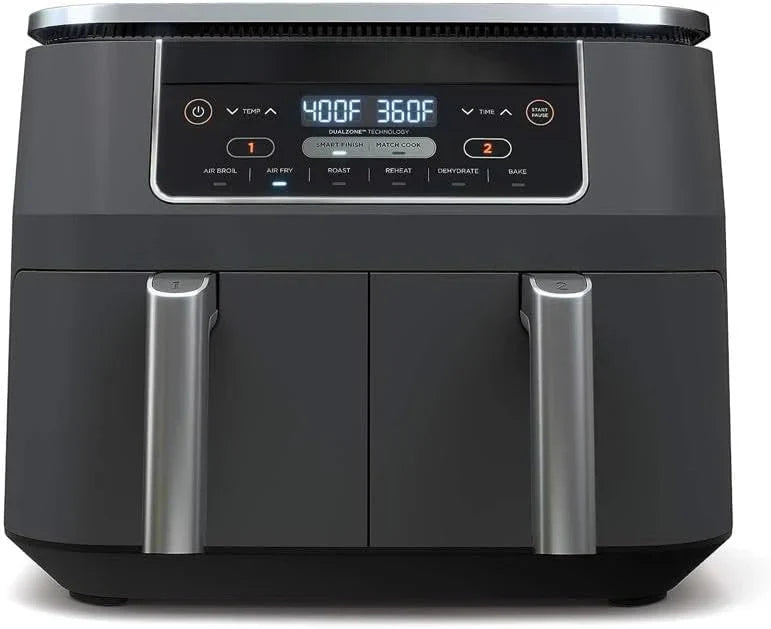 10 Quart 6-in-1 DualZone XL 2-Basket Air Fryer with 2 Independent Frying Baskets, Match Cook & Smart Finish to Roast, Broil, Dehydrate for Quick, Easy Family-Sized Meals, Grey