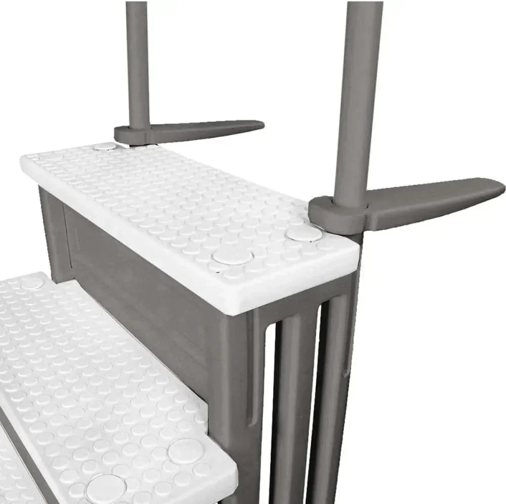 Select Anti-Slip in-Pool Steps | Gray | for Above Ground Swimming Pools | Can Mount to Decks 48" to 54" H | Safety Stairs Capacity Up to 300 lbs
