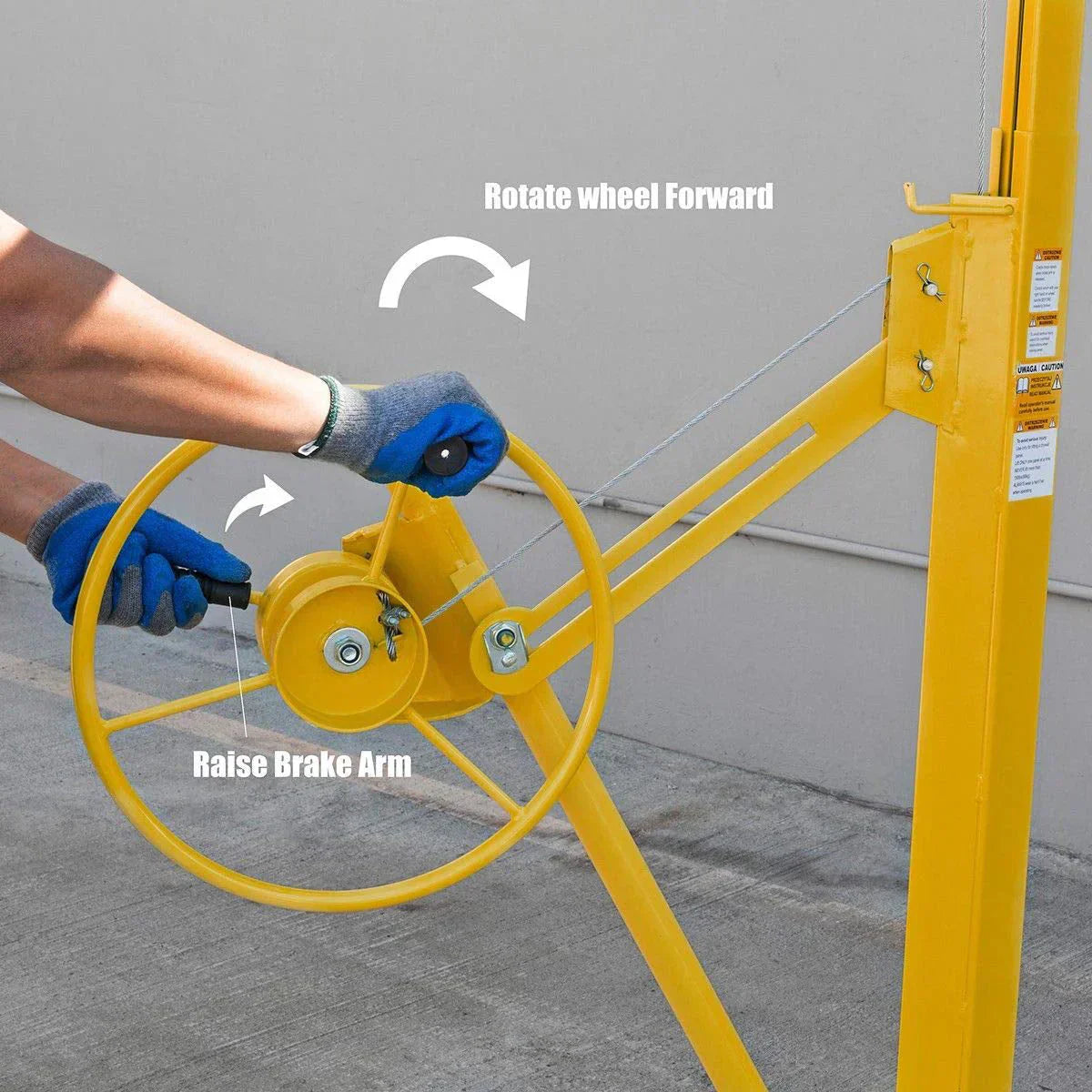 Stark USA 65044 65044 Drywall Lift 11' Yellow Rolling Sheetrock Panel Hoist Jack