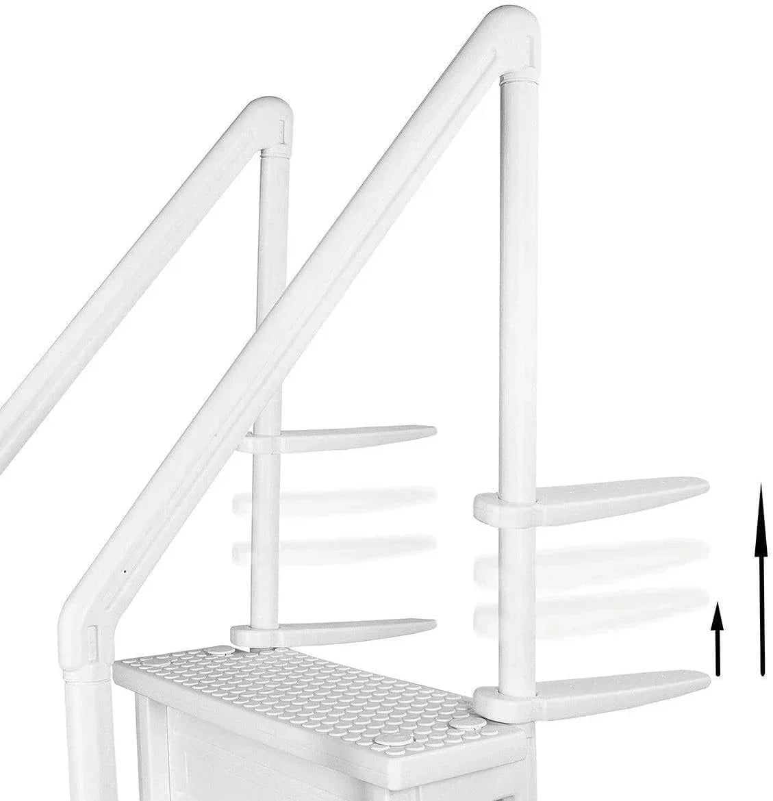Select Anti-Slip in-Pool Steps | Gray | for Above Ground Swimming Pools | Can Mount to Decks 48" to 54" H | Safety Stairs Capacity Up to 300 lbs