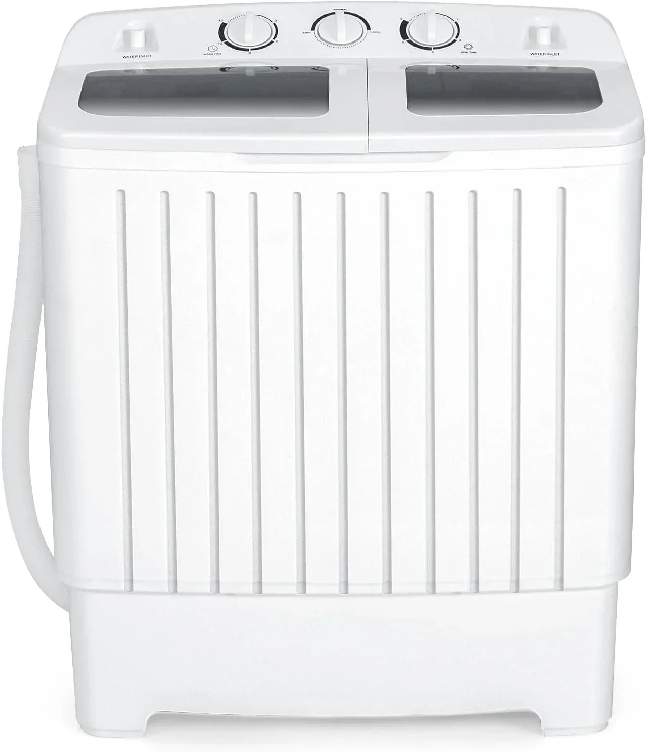 Portable Washing Machine, Twin Tub 20 Lbs Capacity, Washer(12 Lbs) and Spinner(8 Lbs), Durable Design, Timer Control, Compact Laundry Washer for RV, Apartments and Dorms, Grey+White