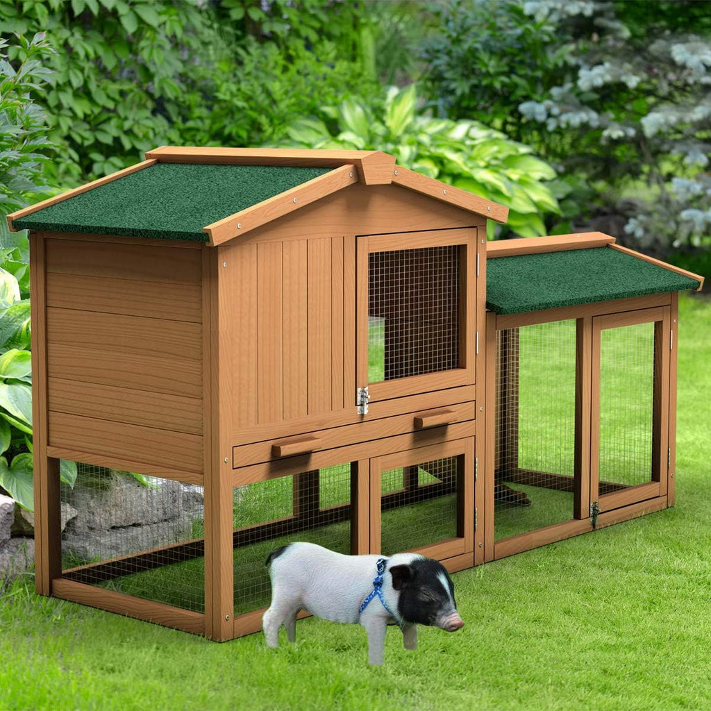 Large chicken coop, wooden hen house, outdoor backyard rabbit cage with ventilation door, detachable tray and slope, chicken nesting box (58 inches) (58 inches long x 21 inches wide x 34 inches high)