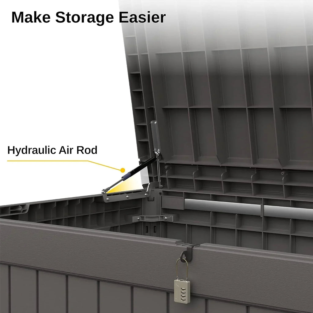 230 Gallon Deck Box, Outdoor Storage Box with Padlock