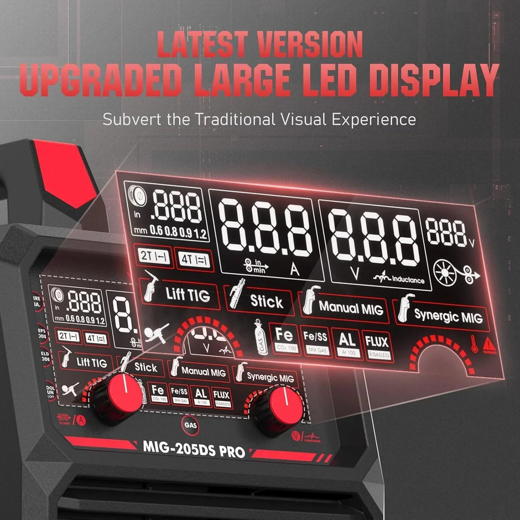 135Amp MIG Welder,110V Flux Core Welder Flux Core MIG/Lift TIG/Stick 3-in-1 Large LED Digital Display Welding Machine IGBT Inverter Welder FLUX-135PRO