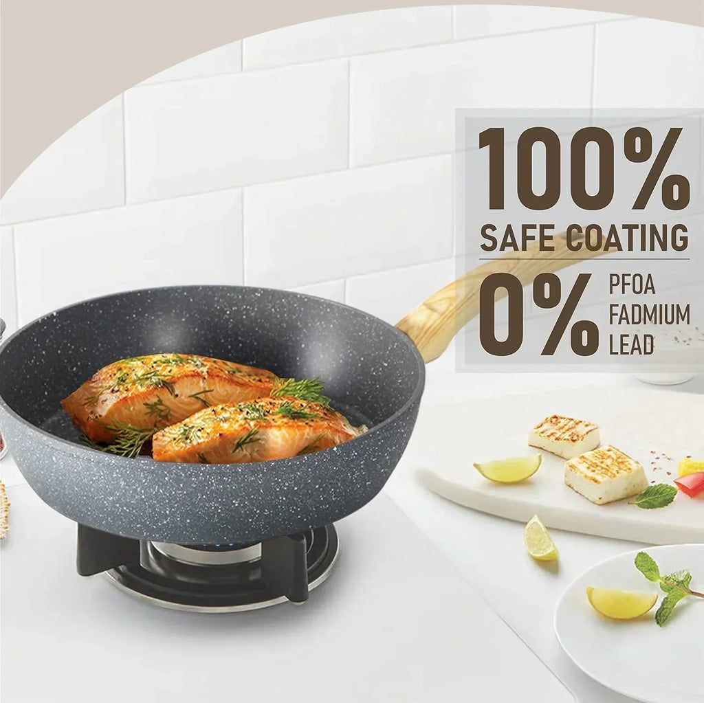 Kitchen Academy Induction Cookware Sets - 12 Piece Green Cooking Pan Set, Granite Nonstick Pots and Pans Set