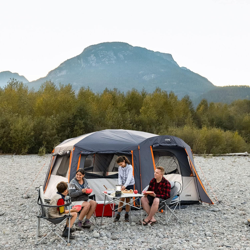 Straight Wall Cabin Tents | 10 Person / 11 Person / 12 Person Large Multi Room Family Tents for Car Camping & Outdoor Adventures