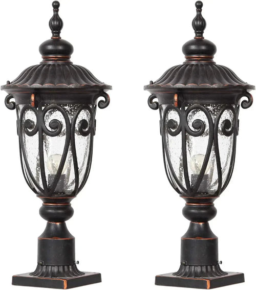 23" Large Outdoor Wall Light for Porch, 2 Pack Aluminium Exterior Wall Mount Lantern for House, Vintage Bronze Outside Wall Sconce with Clear Seeded Glass Shade for Garage