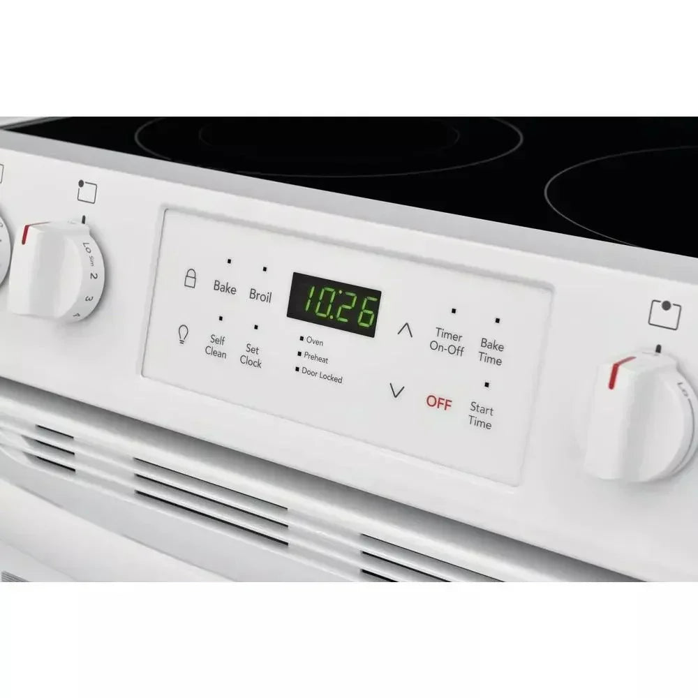 30 in. 5.0 cu. ft. Single Oven White with NVS Black Glass