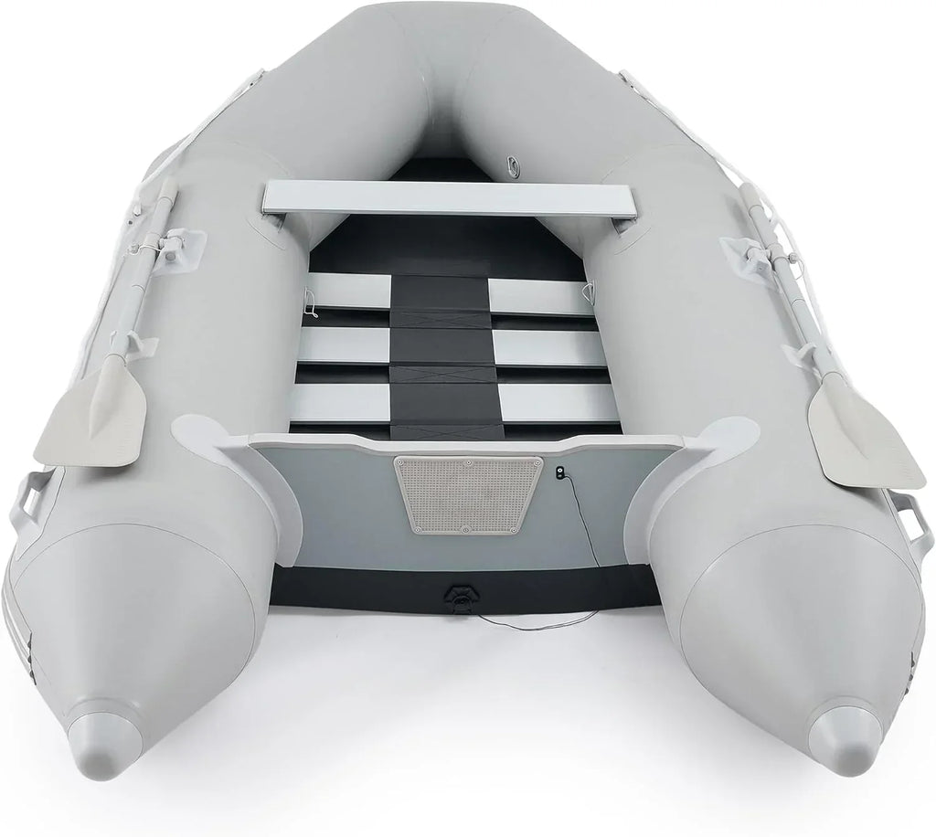 7.5ft Inflatable Dinghy Boat, 2 Person 660lb Transom Sport Tender Boat with Pump Aluminum Oars Floor, Heavy Duty Inflatable Raft Kayak for Adults