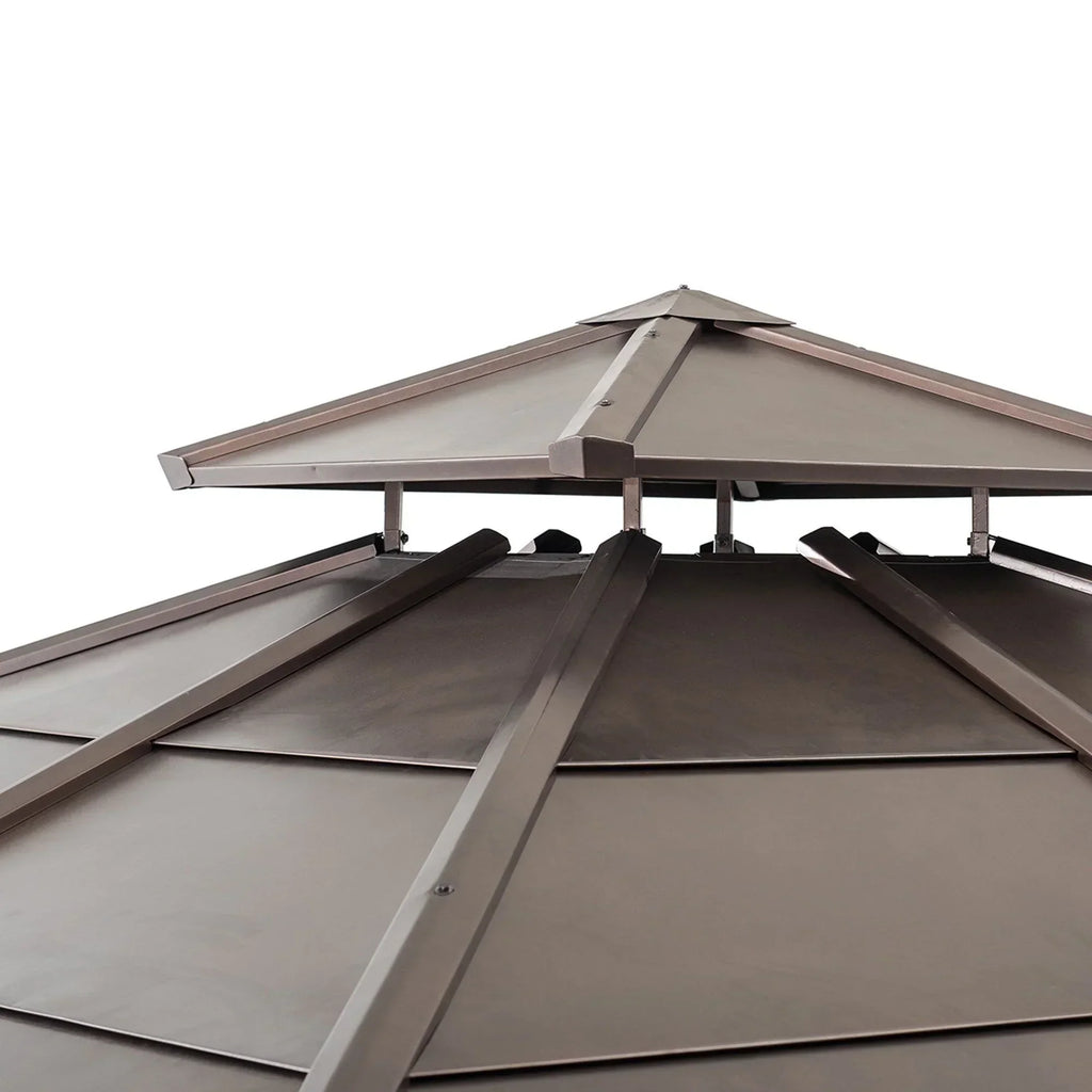 10 ft. x 10 ft. Cedar Framed Gazebo with Steel 2-Tier Hip Roof Hardtop