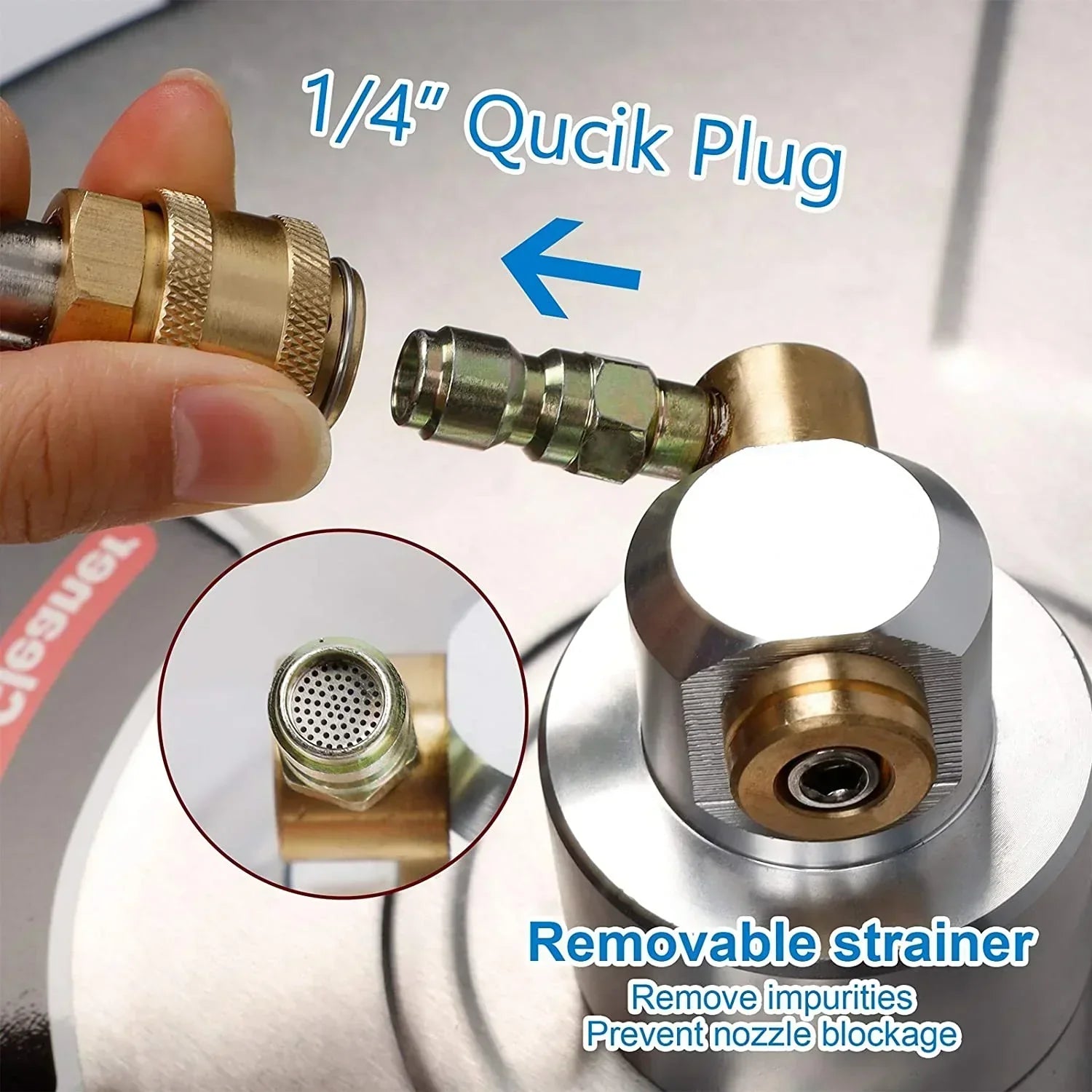 Stainless Steel Housing 1 4 Quick Connector, Power Washer Attachment with 2 Extension Wand, 2 Replacement Nozzles