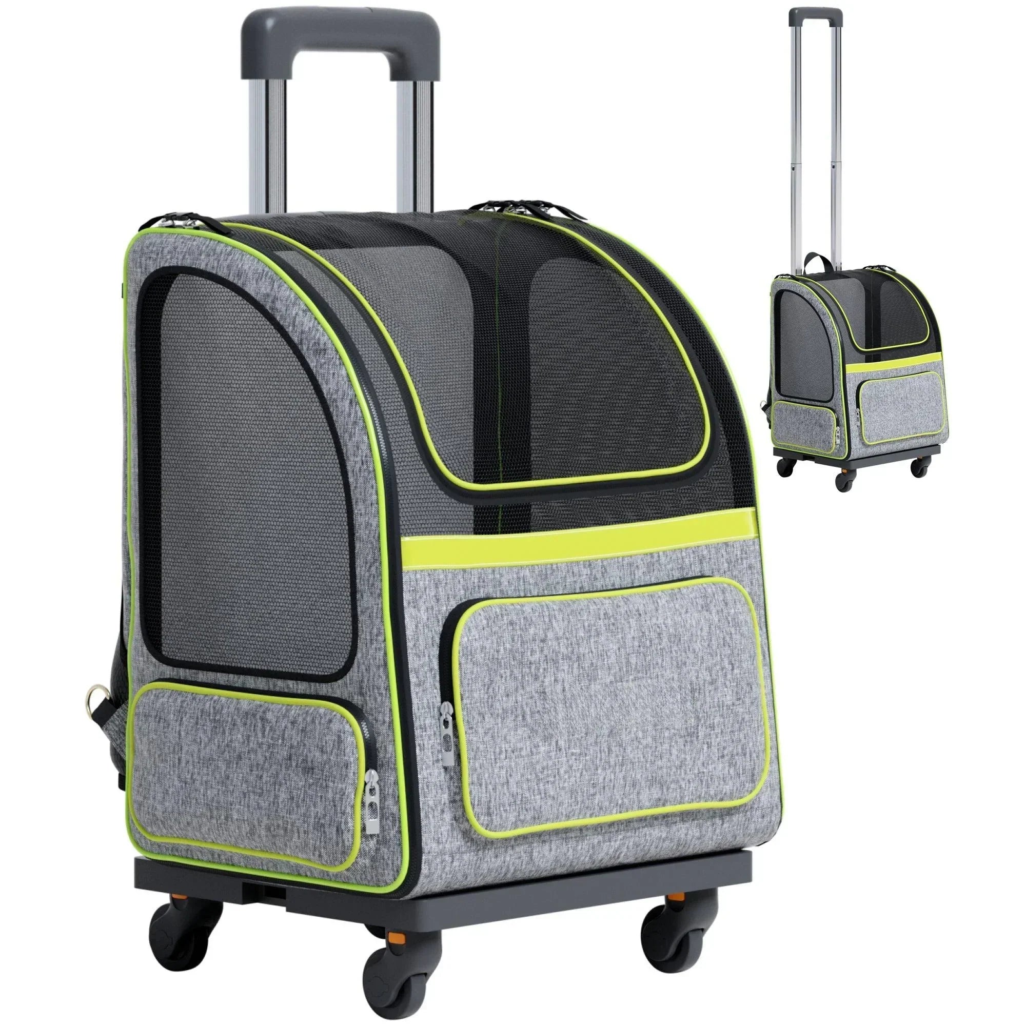 Hybrid Adventurer Pet Backpack with Removable Wheels and Telescopic Handle