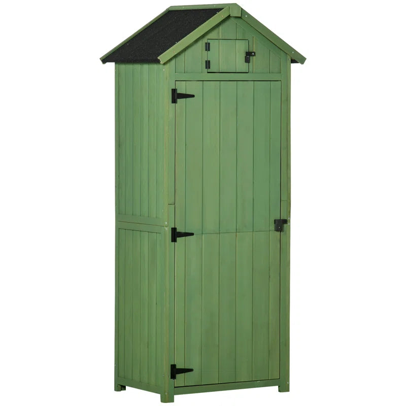 Wooden Garden Tool Storage Shed with Shelves & Asphalt Roof, Weather-Resistant