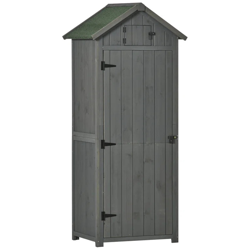 Wooden Garden Tool Storage Shed with Shelves & Asphalt Roof, Weather-Resistant